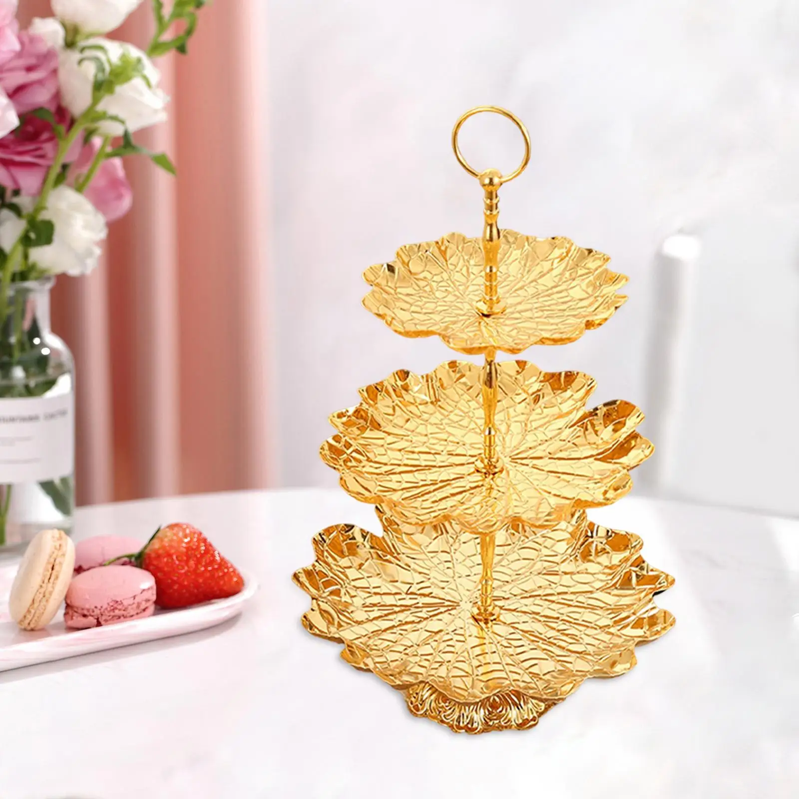Metal Snack Buffet Display Tower Serving Tray Fruit Plate Cupcake Stand for Kitchen Desktop Countertop Birthday Decoration