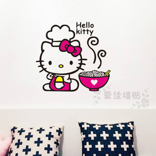 Hello Kitty Wall Sticker Cartoon 3D Stereo Acrylic Wall Decoration Sticker  Living Room Bedroom Bedside Decoration Sticker