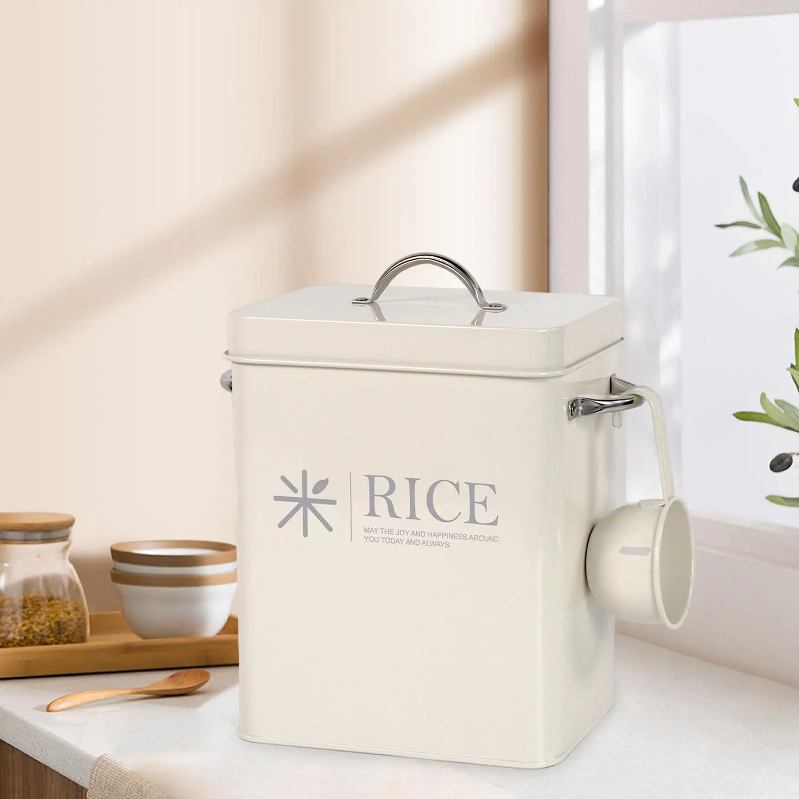 Metal Rice Storage Container Pots Sealed Food Storage Bin Laundry Pod Container for Counter Cooking Pantry Restaurant