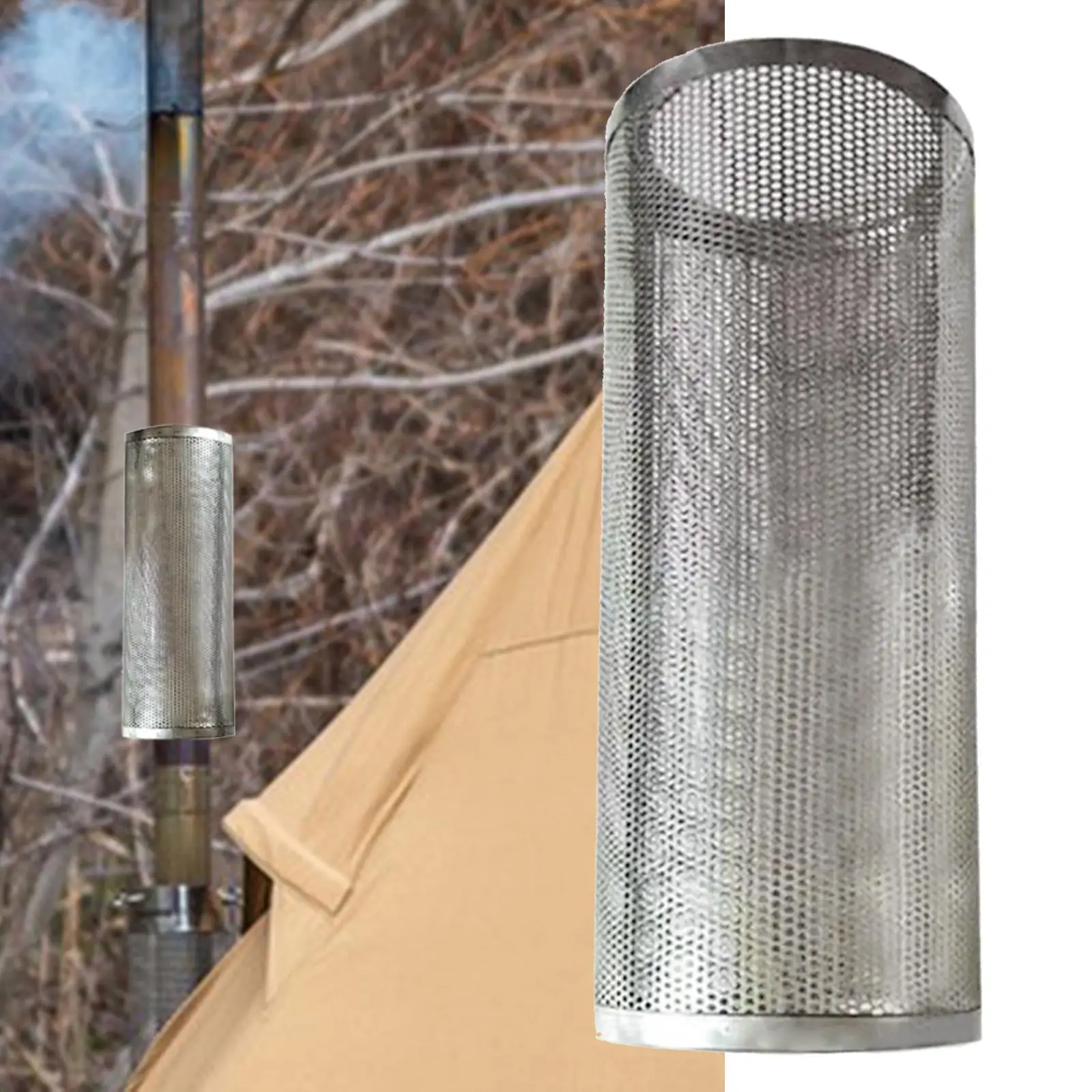 Chimney Spark Arrestor Durable Heat Resistant Stove Pipe Mesh Chimney Tube Filter Screen for Winter Heater Camping Furnace