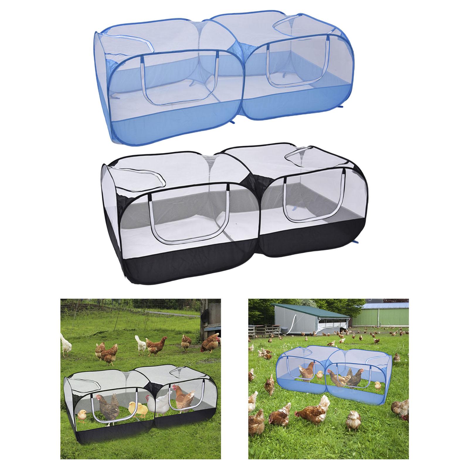 Small Animal Playpen W/ 4 Zipper Doors Pet Cage Tent for Cat Hamster Chicken Dog