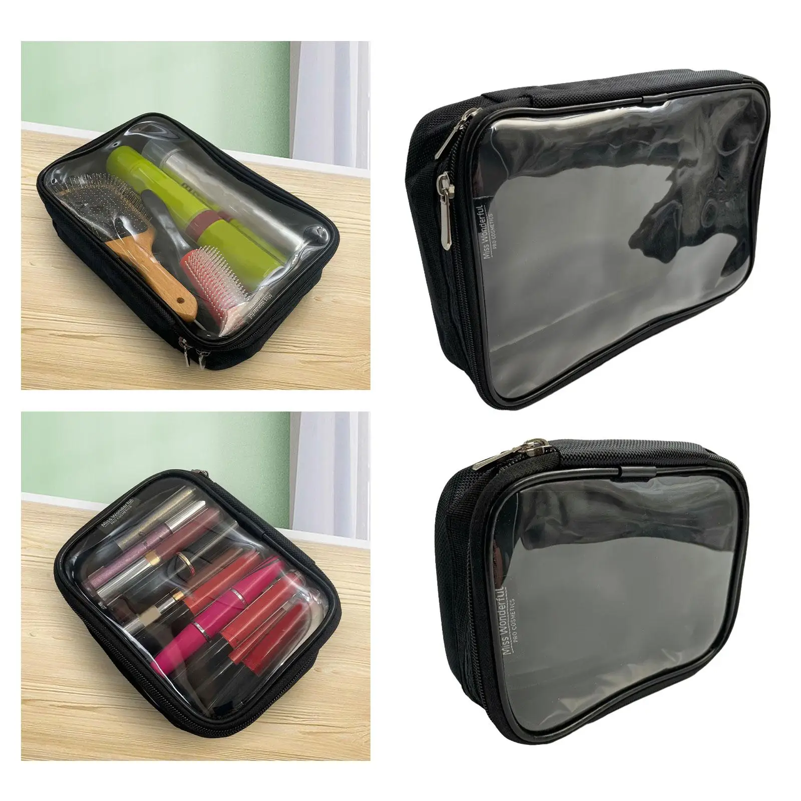Makeup Cosmetic Clear Bag PVC Waterproof Multipurpose Cosmetic Purse with Zipper Organizer Pouch for Business Personal