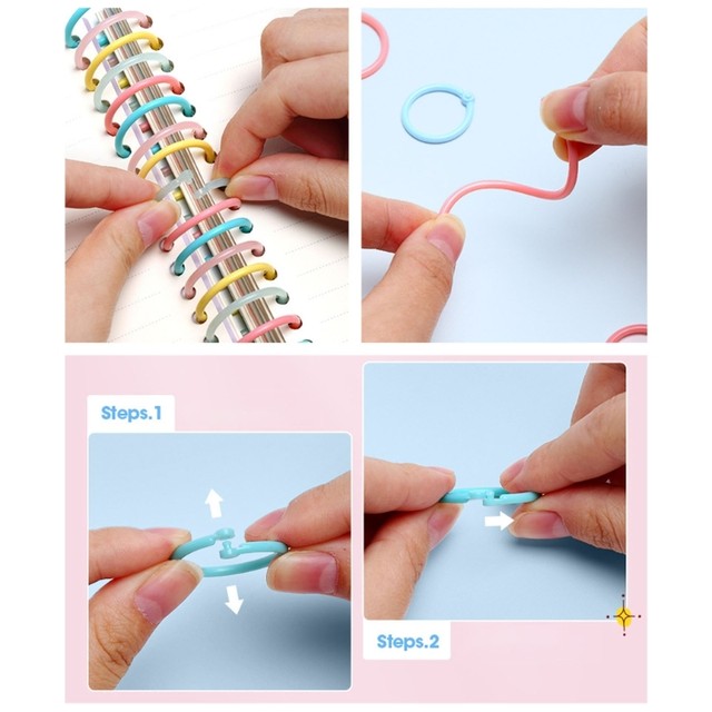 96 Anelli Per Fogli In Plastica - 3 Misure (15mm, 25mm, 30mm) Per Scrapbooking E Organizzazione - Foto 6