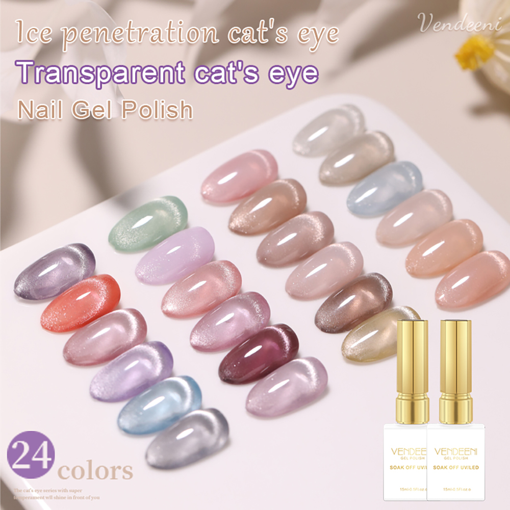 Best of Vendeeni 24 Colors Crystal Transparent Cat Eye Gel Nail Polish Jelly Nude Nail Art Gel Lacquer Magnetic UV Soak Off Gel Varnish Reviews & Tips