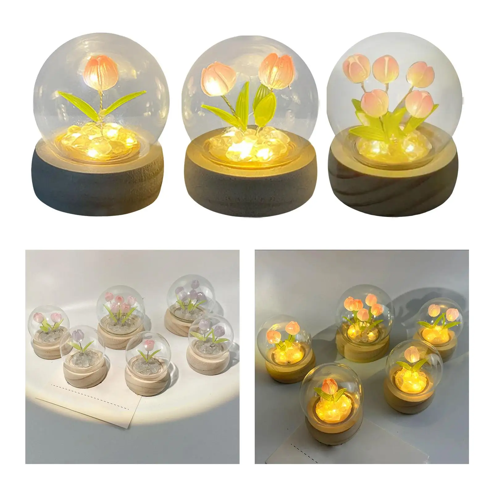 Handmade DIY Night Lamp Lighted Flowers Light Flowers Night Lamp Flower Lamp DIY Material for Table Living Room Decor