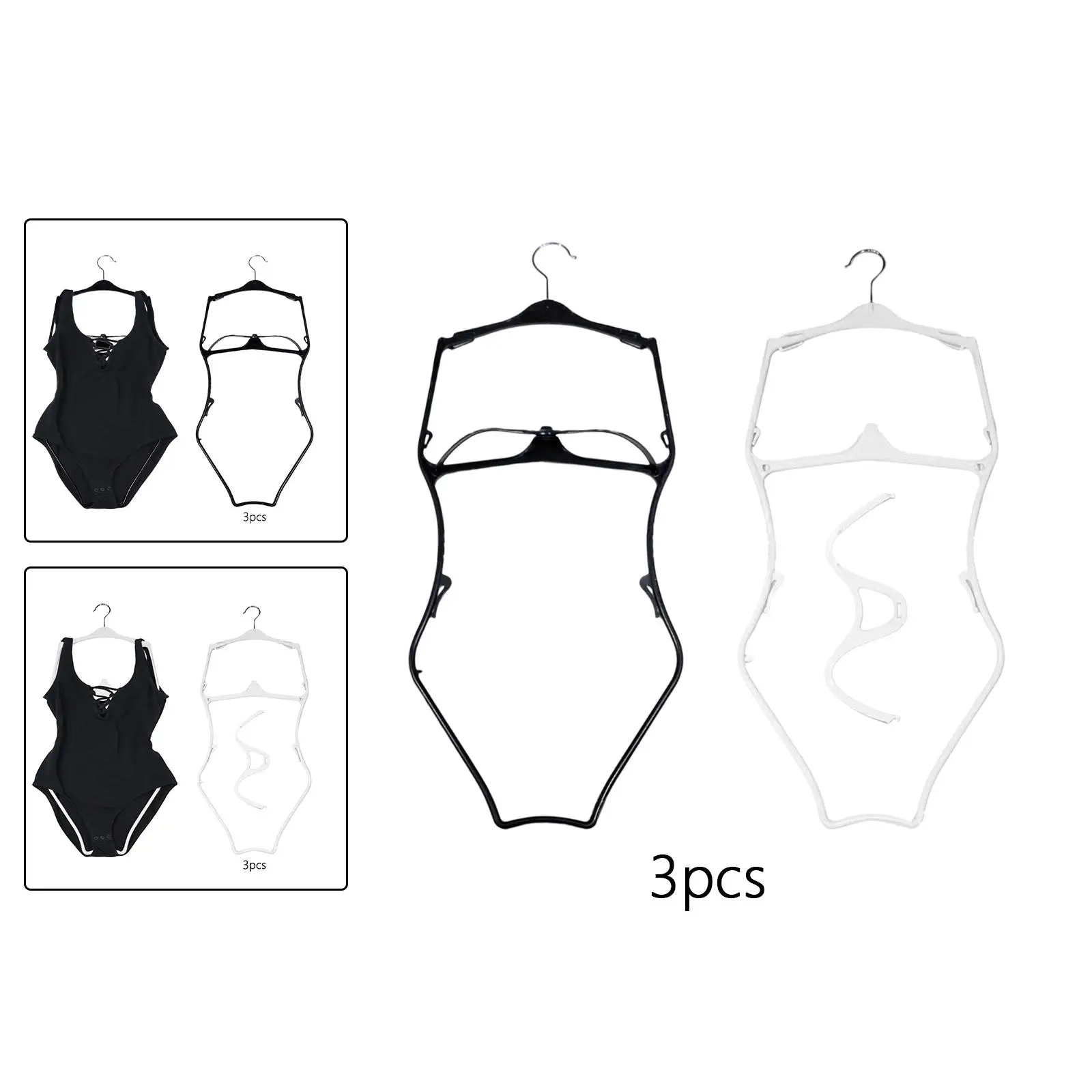 3Pcs Swimsuit Hangers Hanging Rack Holder Body Shape Bikini Hanger Bikini Hangers for Robes Scarves Sleepwear Dresses Belts