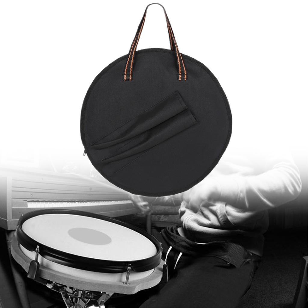 Oxford Cloth 14 Inch Dumb Drum Bags Drum Pouch Storage Bag, Partition Design with Zipper Wear-resistant Accessories, Black