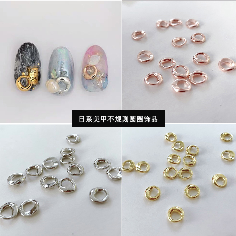 20Pcs Nail art Legierung Strass Japanischen Retro Unregelmäßigen Ring Design Nagel Legierung Edelstein Steine Für Maniküre Nagel DIY Handwerk – Detail 1