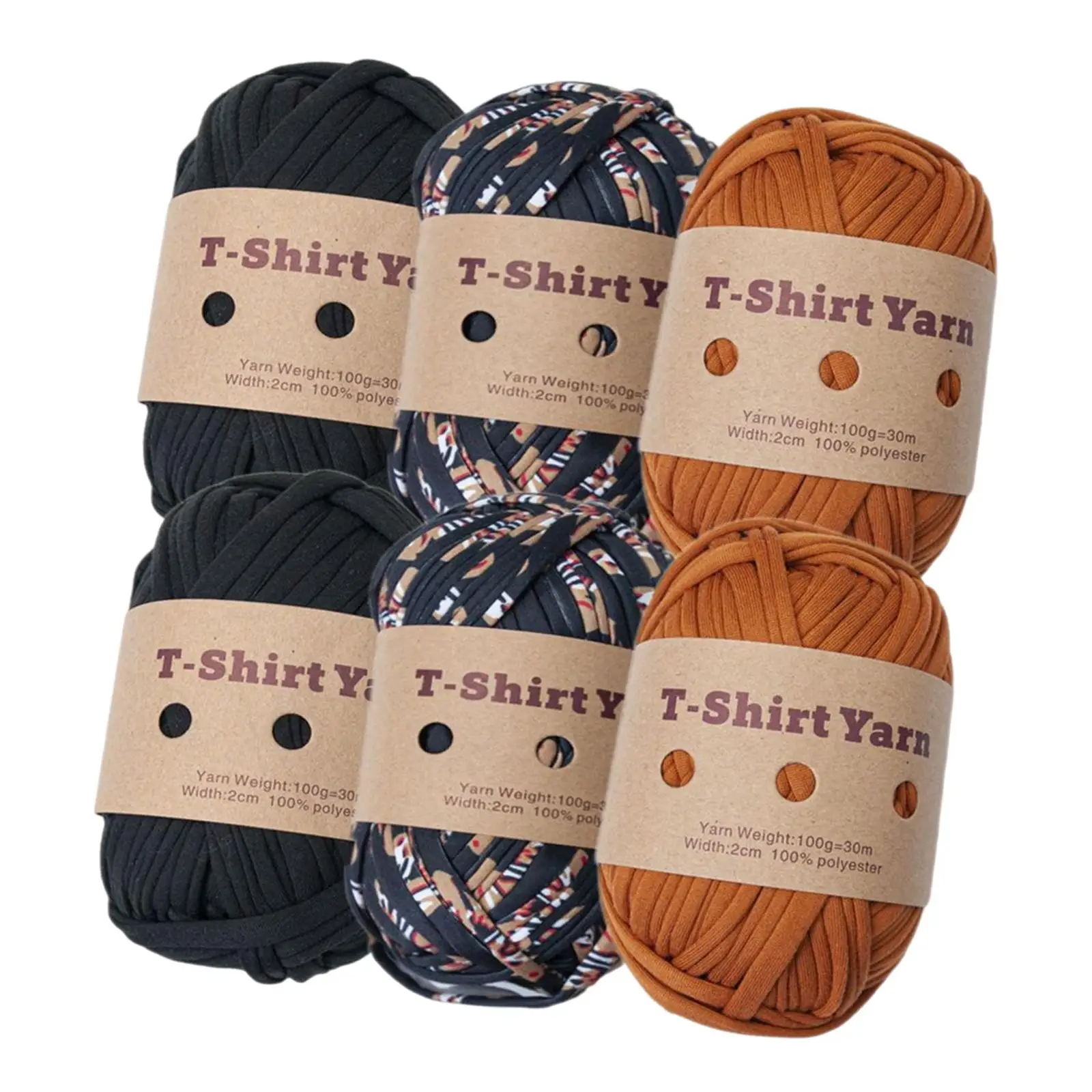 6x T-shirt Yarn Knitting Yarn Set Spaghetti Yarn Fabric Cloth Yarn for Rugs Throw Blanket Pet Bed Home Decor Handbag