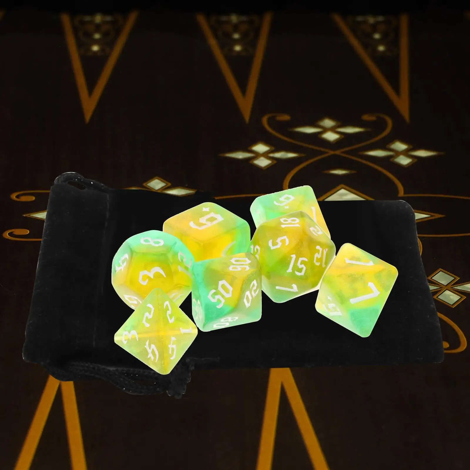 Acrylic Polyhedral Dices Set with Pouch Party Toys for DND Table Games