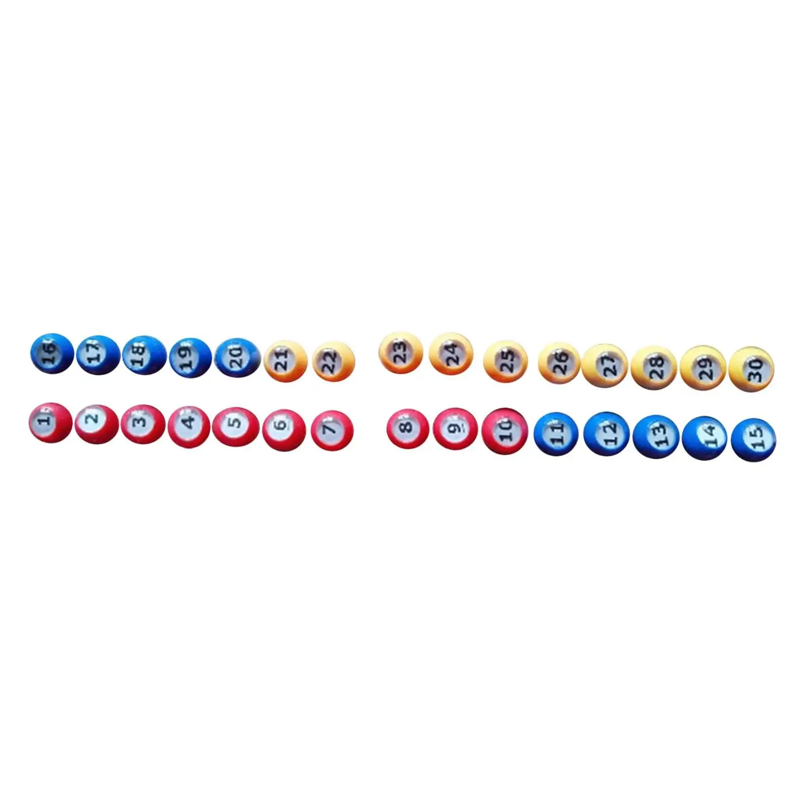 30Pcs Bingo Ball Durable Replacement Supplies Portable Raffle Balls for Market Traveling Entertainment Regal Game