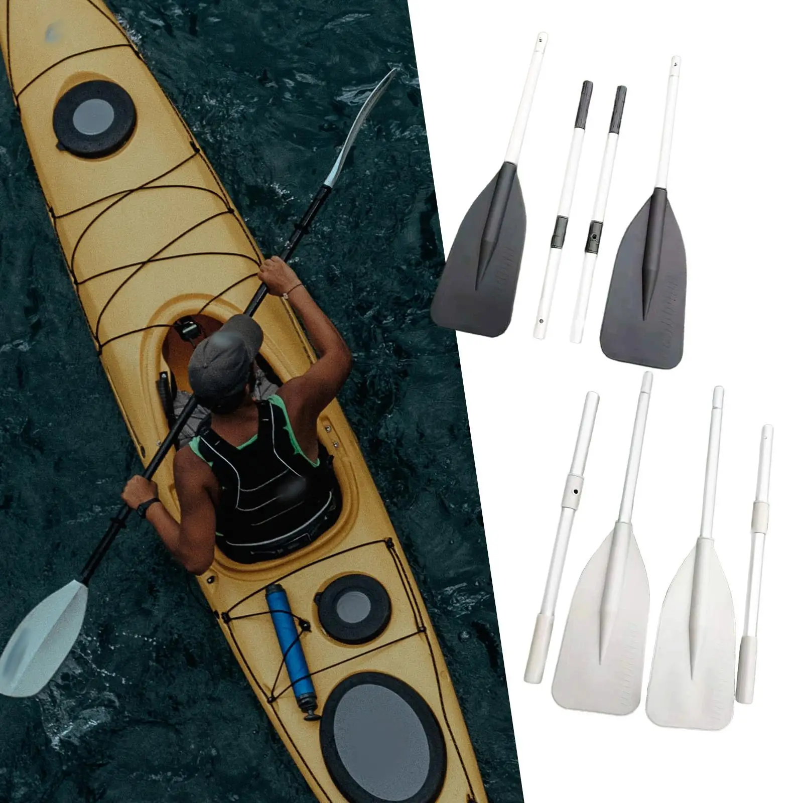 2Pcs Kayak Paddle Removable Accessories Portable Lightweight Packable for Stand up Boat Surfing Canoeing Paddleboard Surfboard