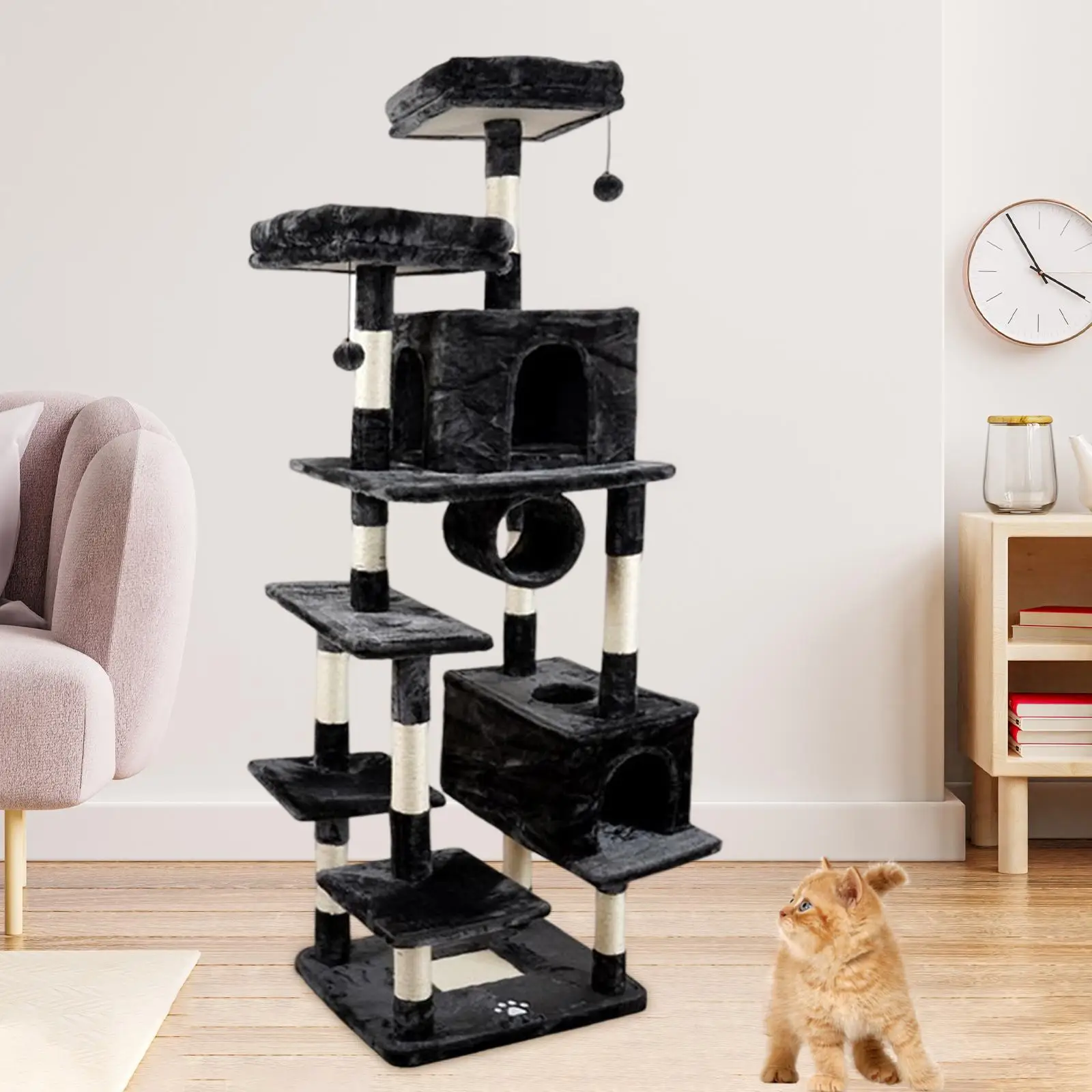 Multi Layer Cat Scratcher Post Climbing Tree Viewing platforms Interactive Climbing Frame Scratching Toy for Indoor Cats Rest