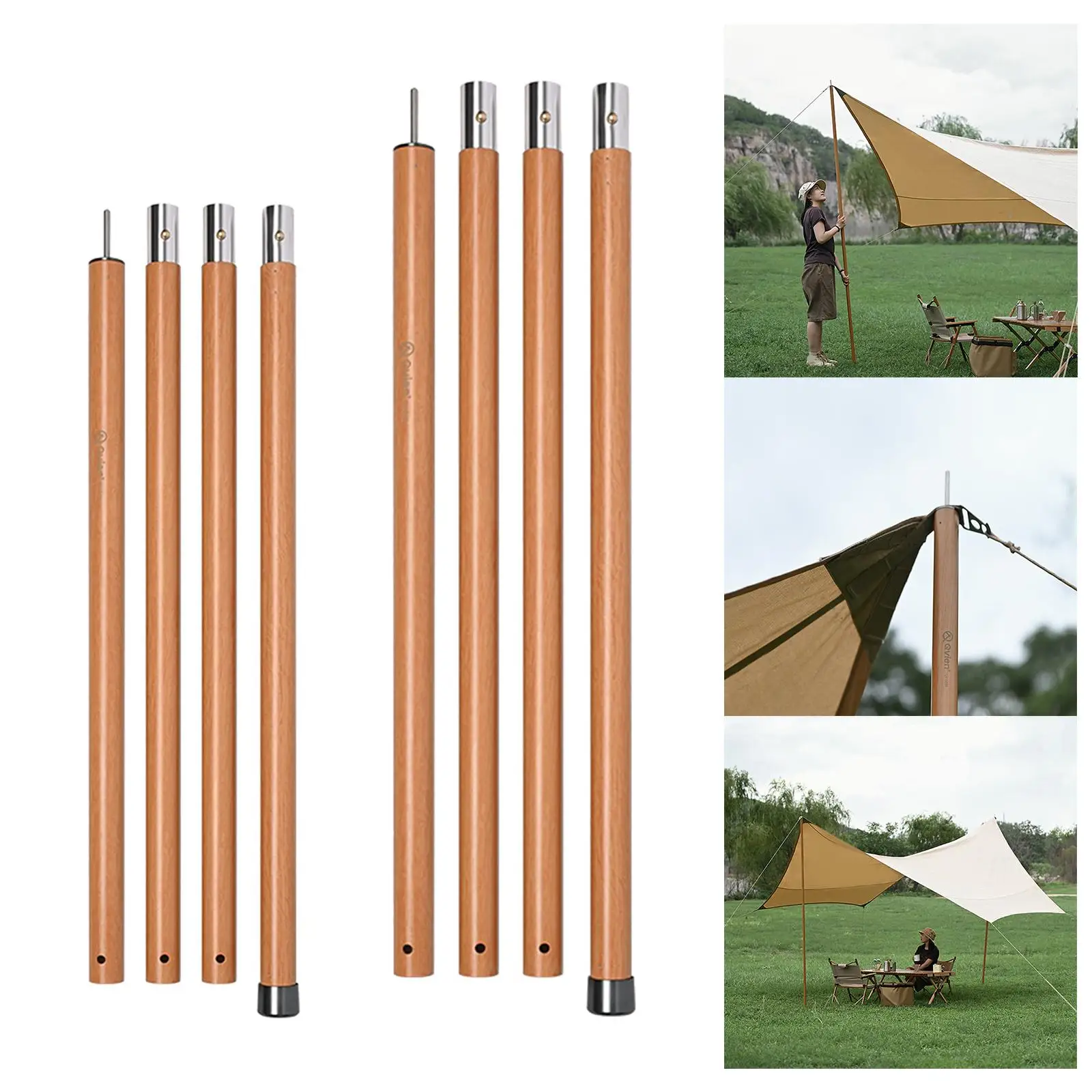 Telescoping Tent Poles Aluminum Alloy Support Rod for Tarp Trekking Hiking
