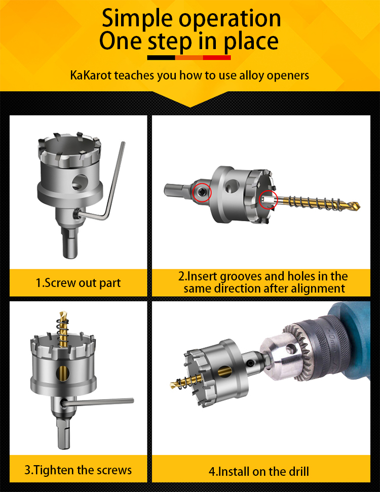 1pc Hole Saw Drill Bit Alloy Carbide Cobalt Steel Cutter Stainless Steel Wood Cutting Iron Metal Core Drill Bit Metal drill bit