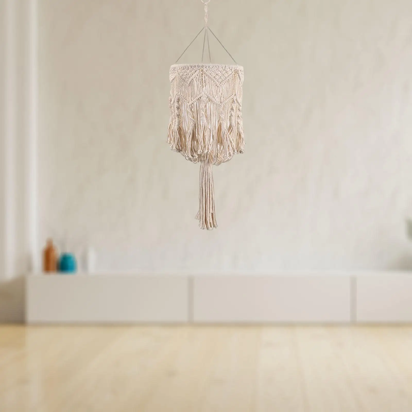 Nordic Macrame Lamp Shade Bohemian Ceiling Light Cover Hand Woven Hanging Lampshade for Nursery Party Living Room Bedroom Decor