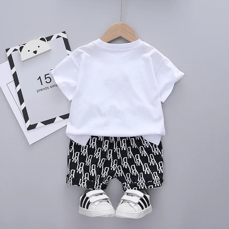 clothing kid suit New Full Print Letter Kids Clothing Sets 2PCS Baby Boy Girl Cartoon Bear T-shirt+Shorts Toddler Clothes Children Cool Tracksuit children's clothing sets in bulk