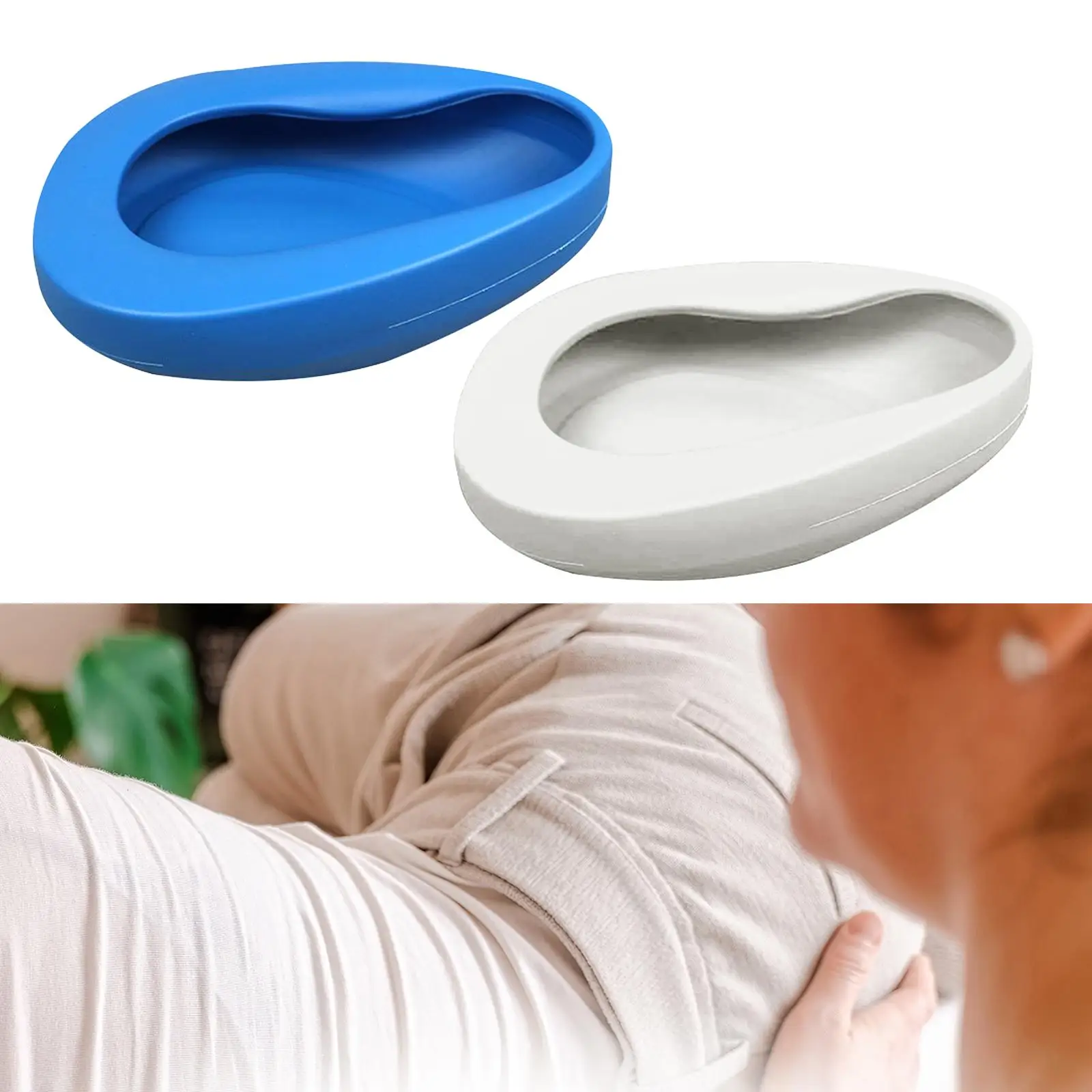 Portable Bedpan Heavy Duty Reusable Lightweight Durable Thicken Plastic Stable Bed Pan for Bedridden Patient Elderly Women Men