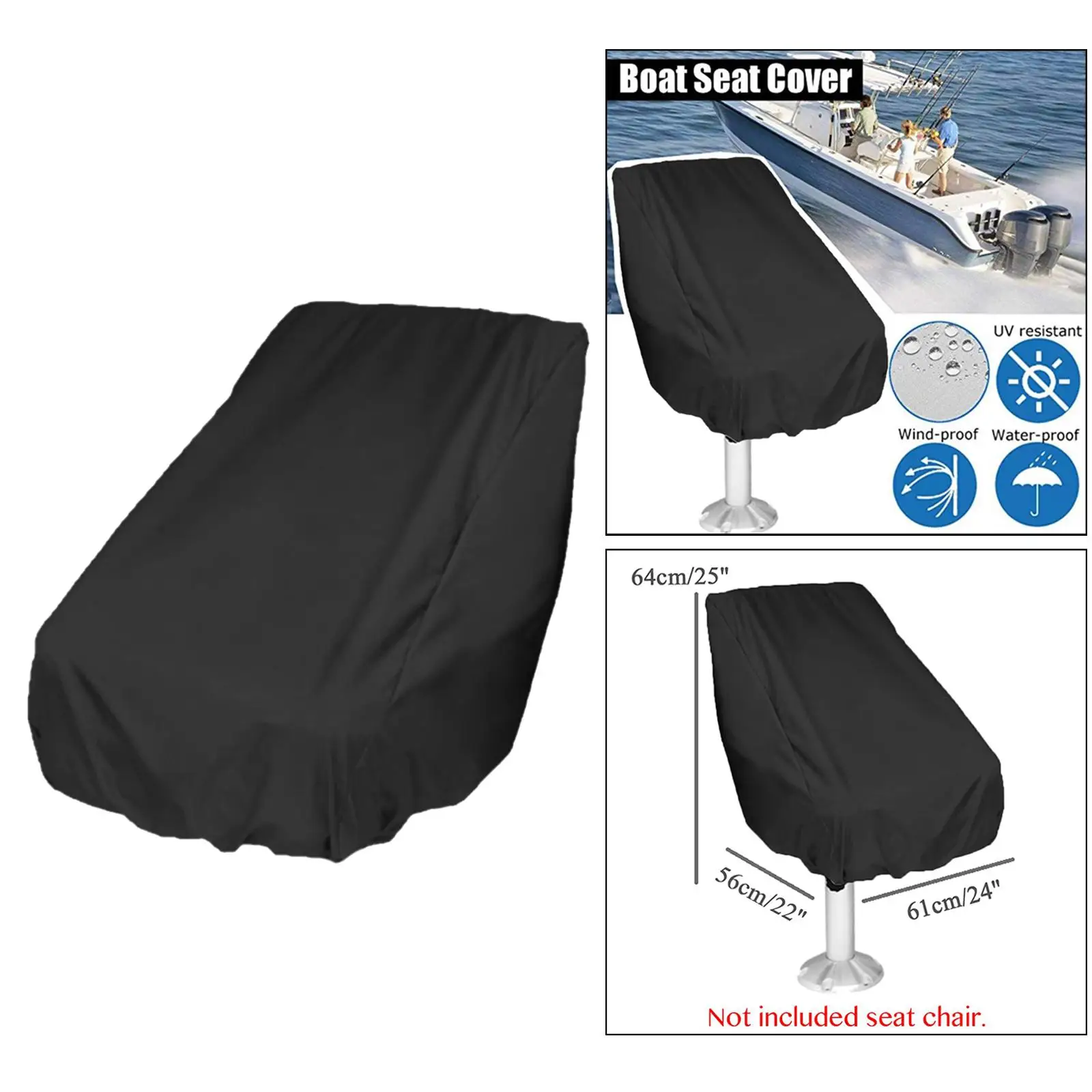 3x Boat Seat Cover, Folding Waterproof Heavy-Duty Weather Resistant Fabric Protects Fishing s