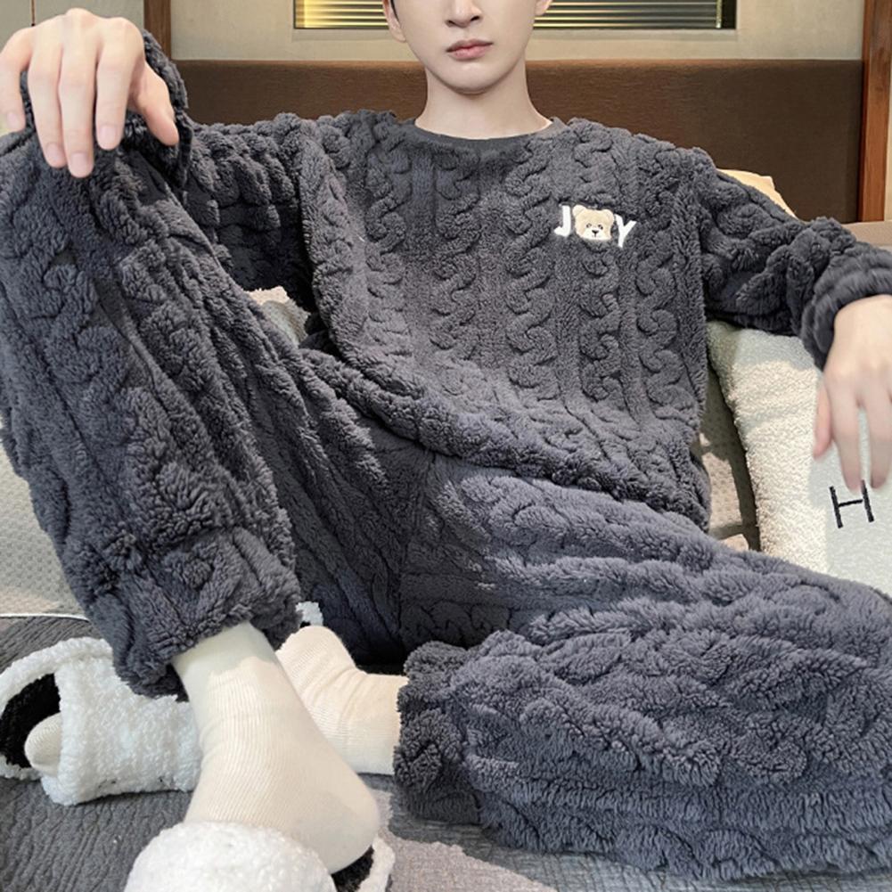 Title 8, 2 Pcs/Set Men Winter Pajamas Set Long Sleeve Th...