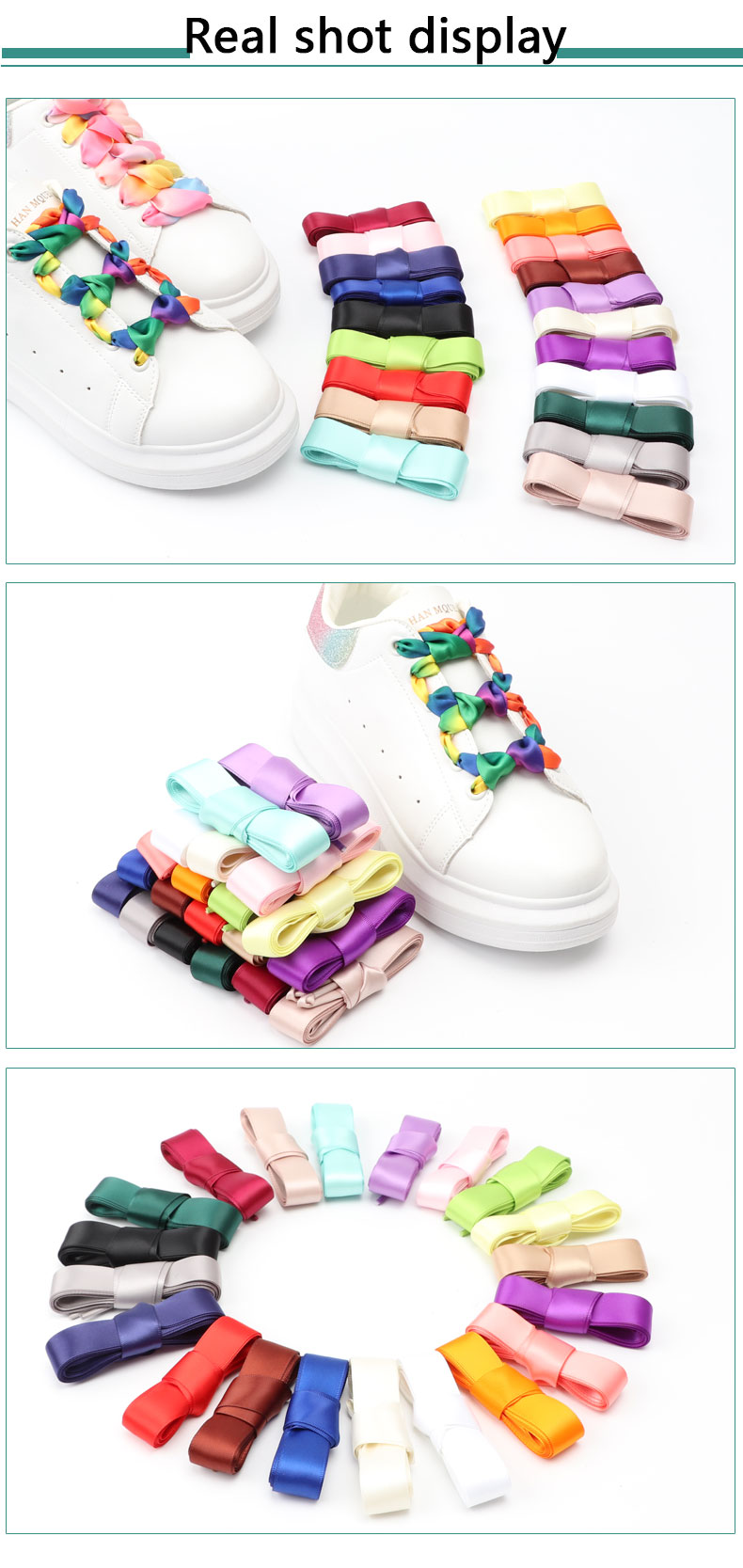 New Ribbon Sneakers Laces Satin Candy Color Double Sided Polyester Smooth 2cm Wide Women Shoes Shoelace Silk Wide Flat Web Lace