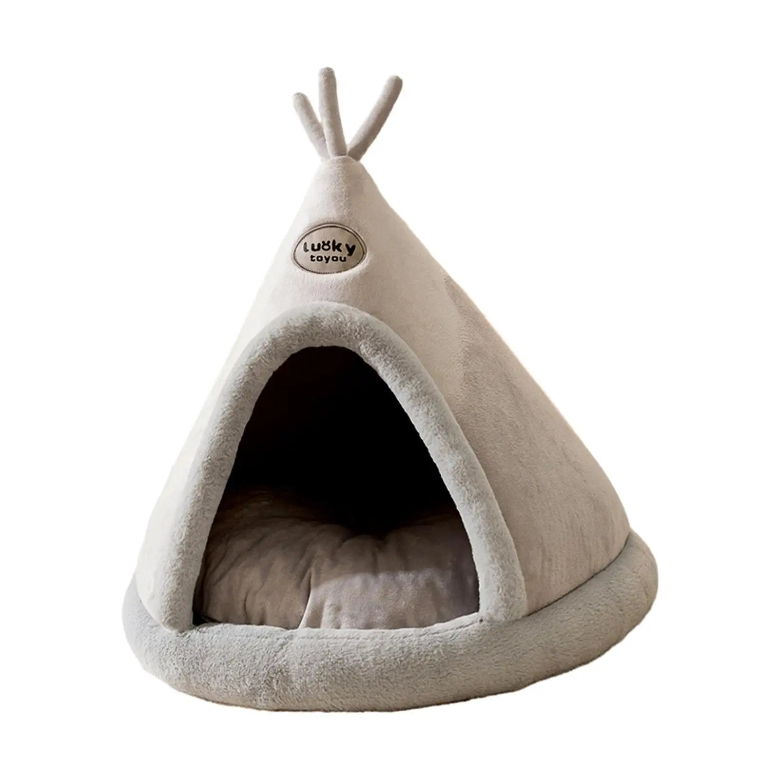 Semi Enclosed Pet Cat Nest Soft Washable Christmas Ornament Snooze Cat Bed Cave Self Warming Pet Cat Shelter for Kitten Dog Cats