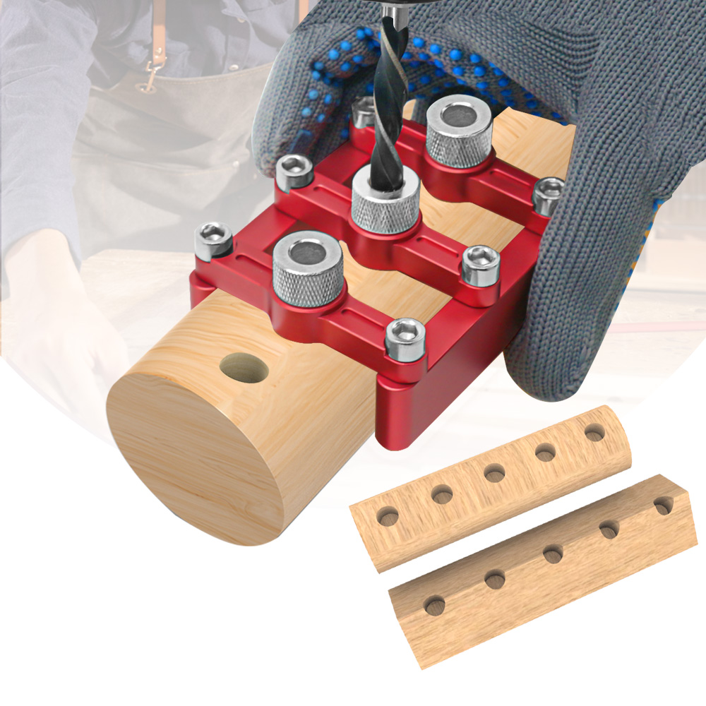 Selbst zentrierende Dübel vorrichtung Holz bearbeitung Tischlerei Loch bohr führung, Holz dübel Loch position ierer mit 3-10mm Bohr hülsen – Detail 4