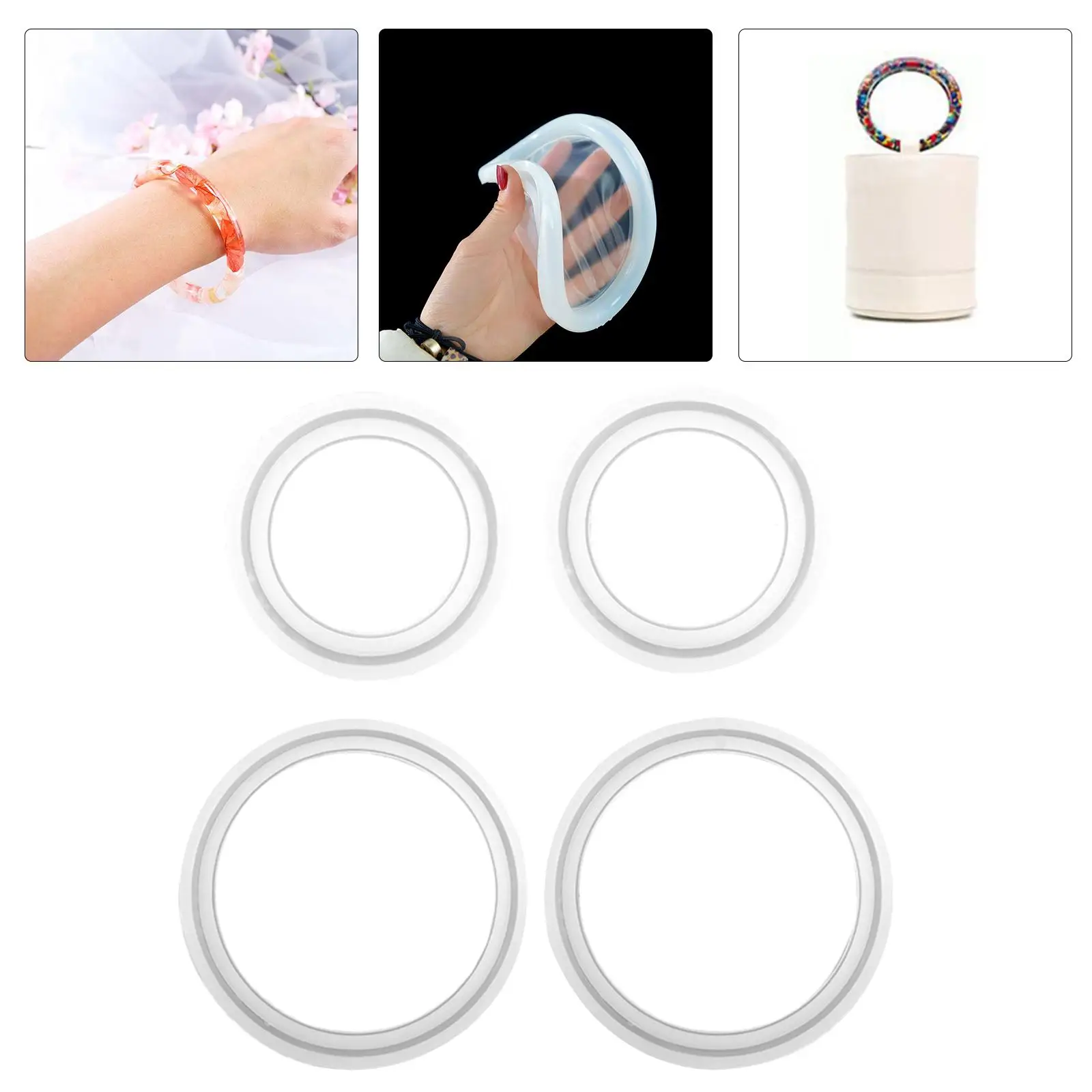 4Pcs Bracelet Silicone  Epoxy Practical Round Resin Casting for Bangle Pendant