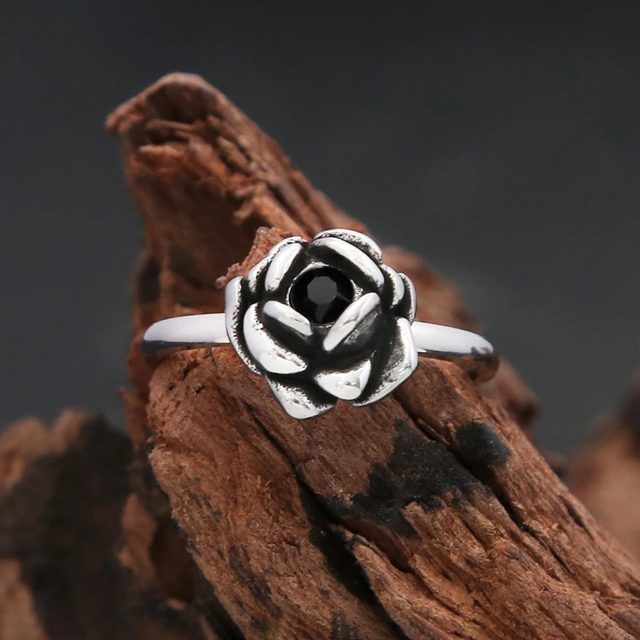 Bague en acier inoxydable avec pierre noire pour homme et Bague en acier inoxydable avec pierre noire pour homme et