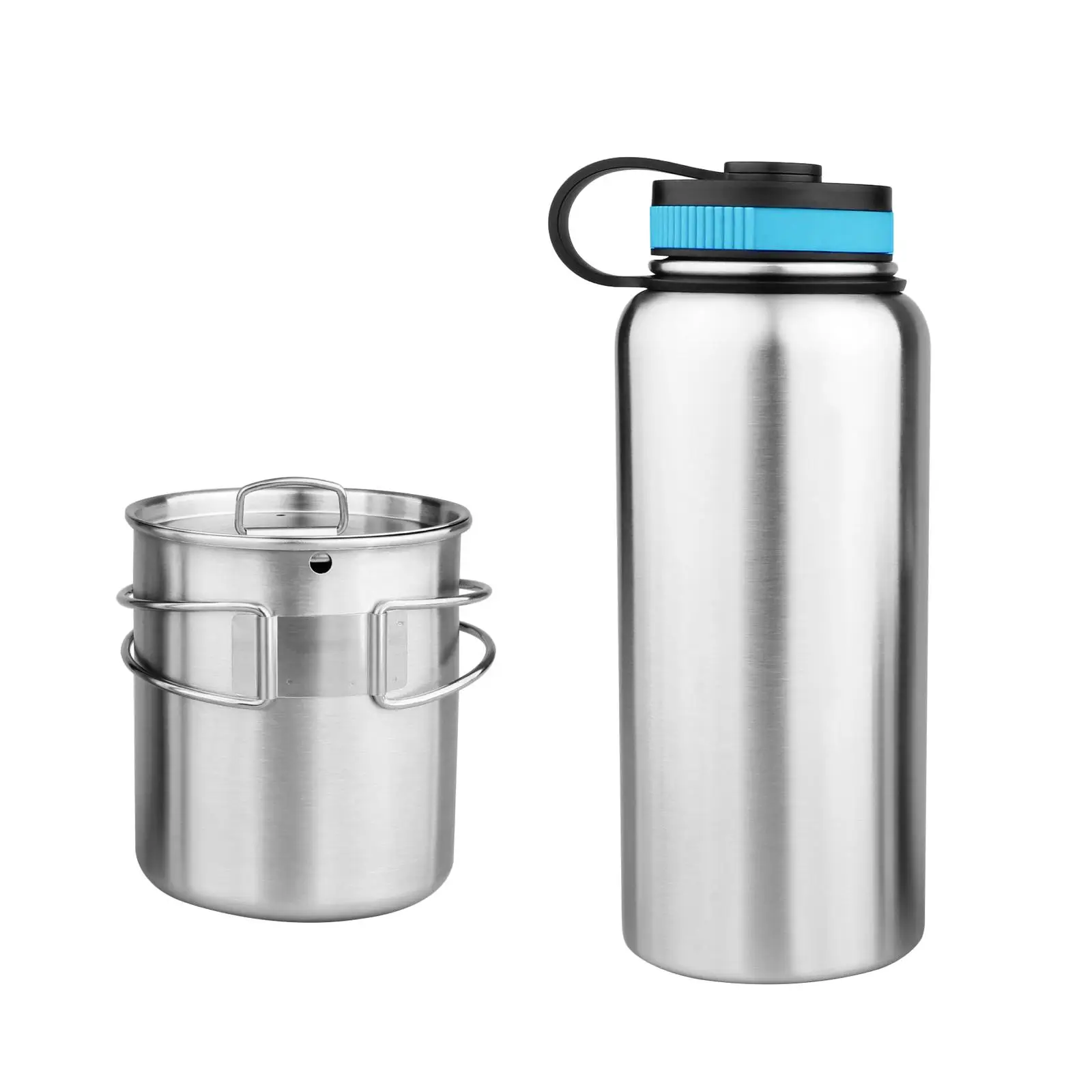 Stainless Steel Bottle Metal Bottle Kettle Fish Mouth Spreader Nesting Cup Coffee Mug 750ml Water Cup Pot for Hiking Cooking