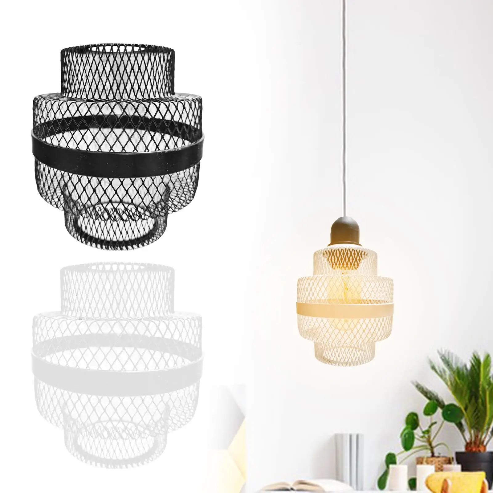 Metal Wire Light Cage Lamp Holder Fitting Ceiling Light Fixtures Lamp Shade Hanging Pendant Light Cover for Hotel Home Wall Lamp