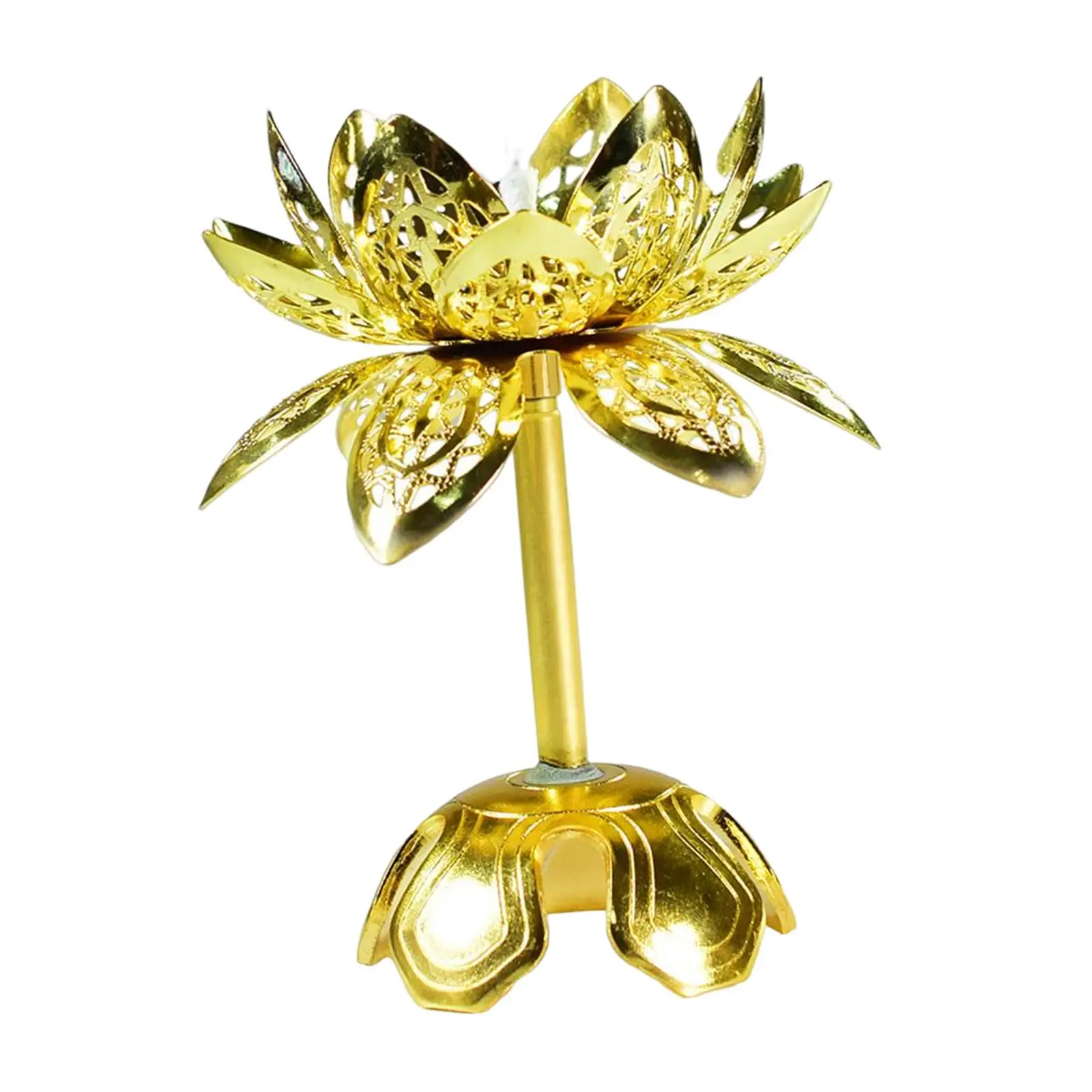 Ghee Lamp Wick Holder Telescopic Liquid Ghee Wick Holder Large Lotus Elegant Alloy Tibetan for Oil Lamp Butter Lamp DIY Making