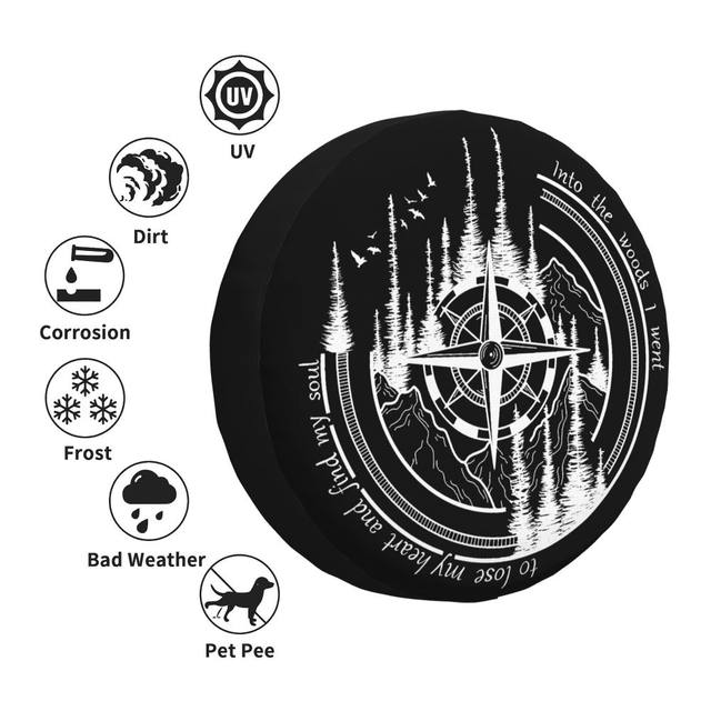 Compass in the Woods Spare Tire Cover offers for any Vehicle, Make, Model and Size