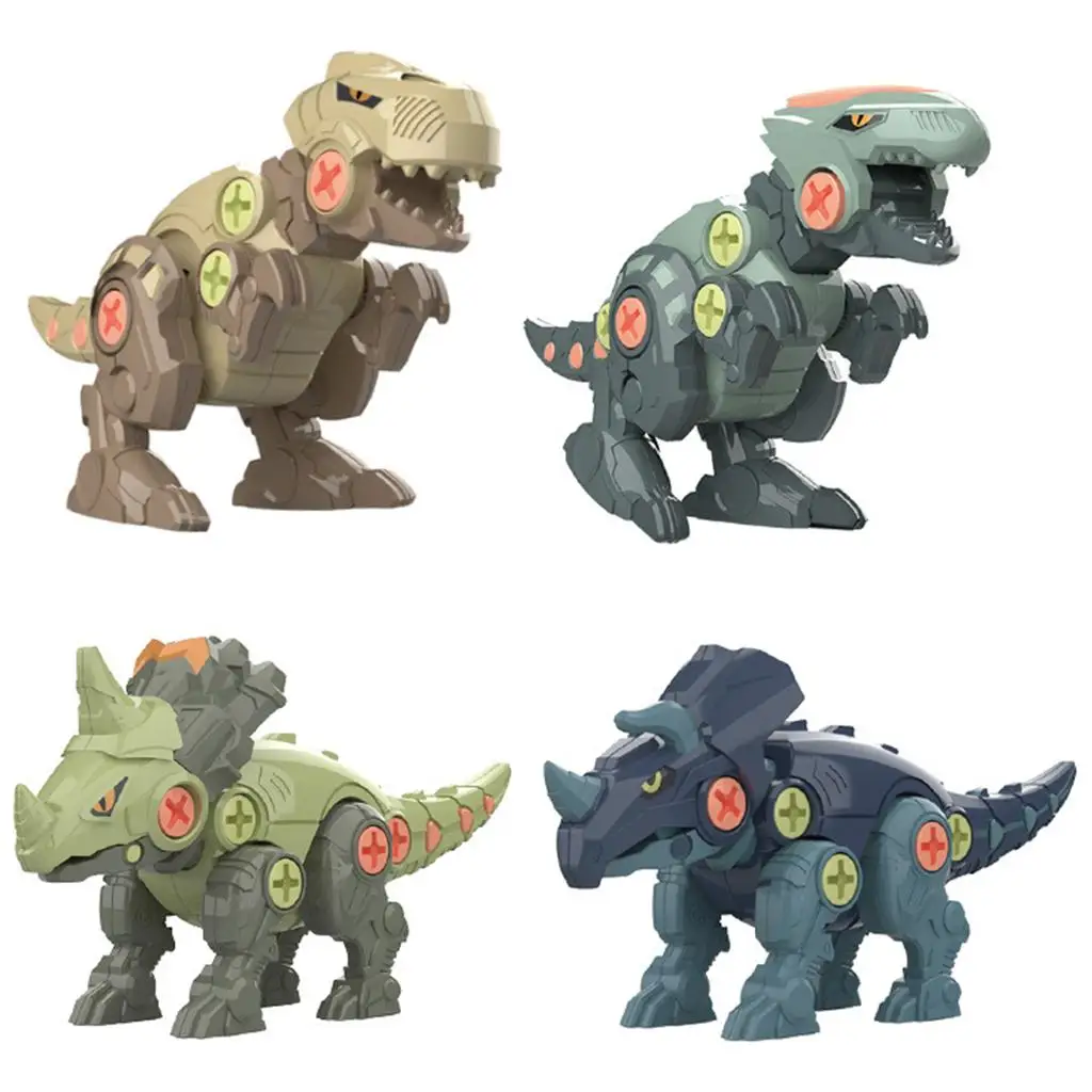 4x Dinosaur Toys DIY Construction  Dinosaur Toys for 3 4 5 6 7 Year Old Birthday Gifts