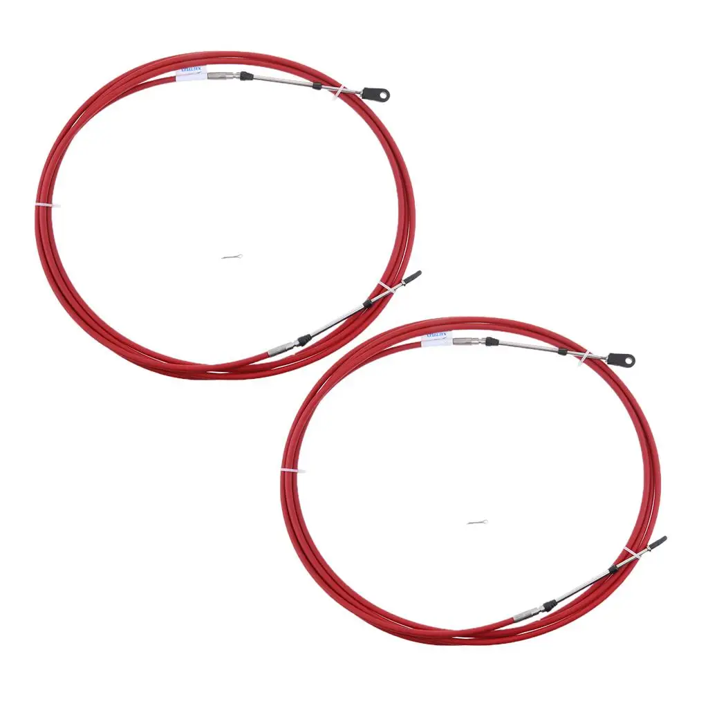 2 Pack Red Throttle  Remote Control Cable for Outboards 13 FT