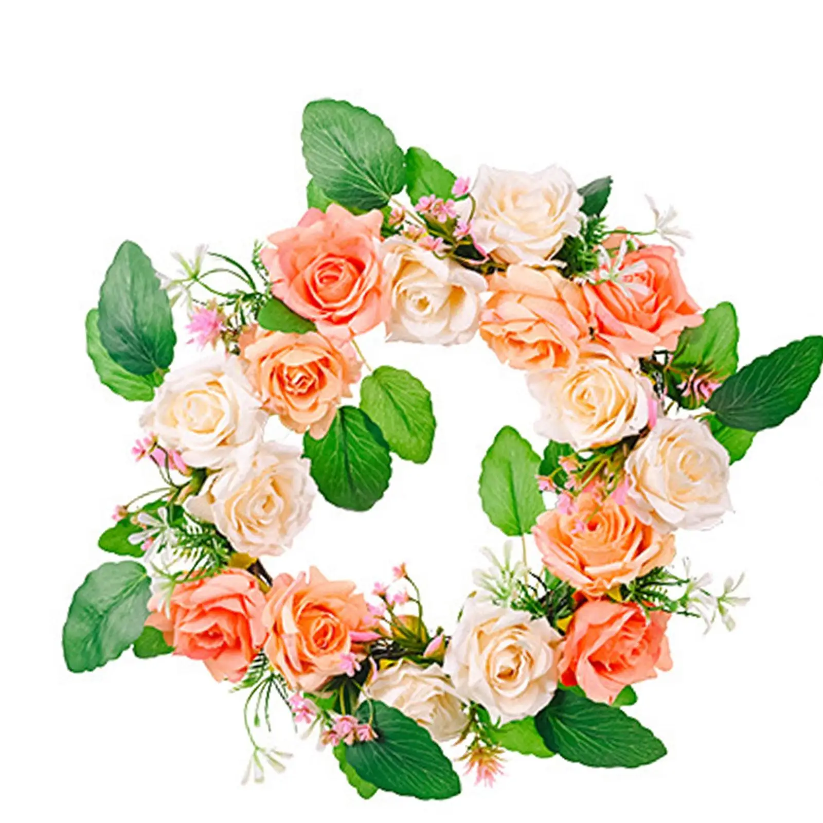 Rose Flower Wreaths for Front Door, Green Leaves Wreath Welcome Sign for Wreath, Home Farmhouse Front Door  Decoration