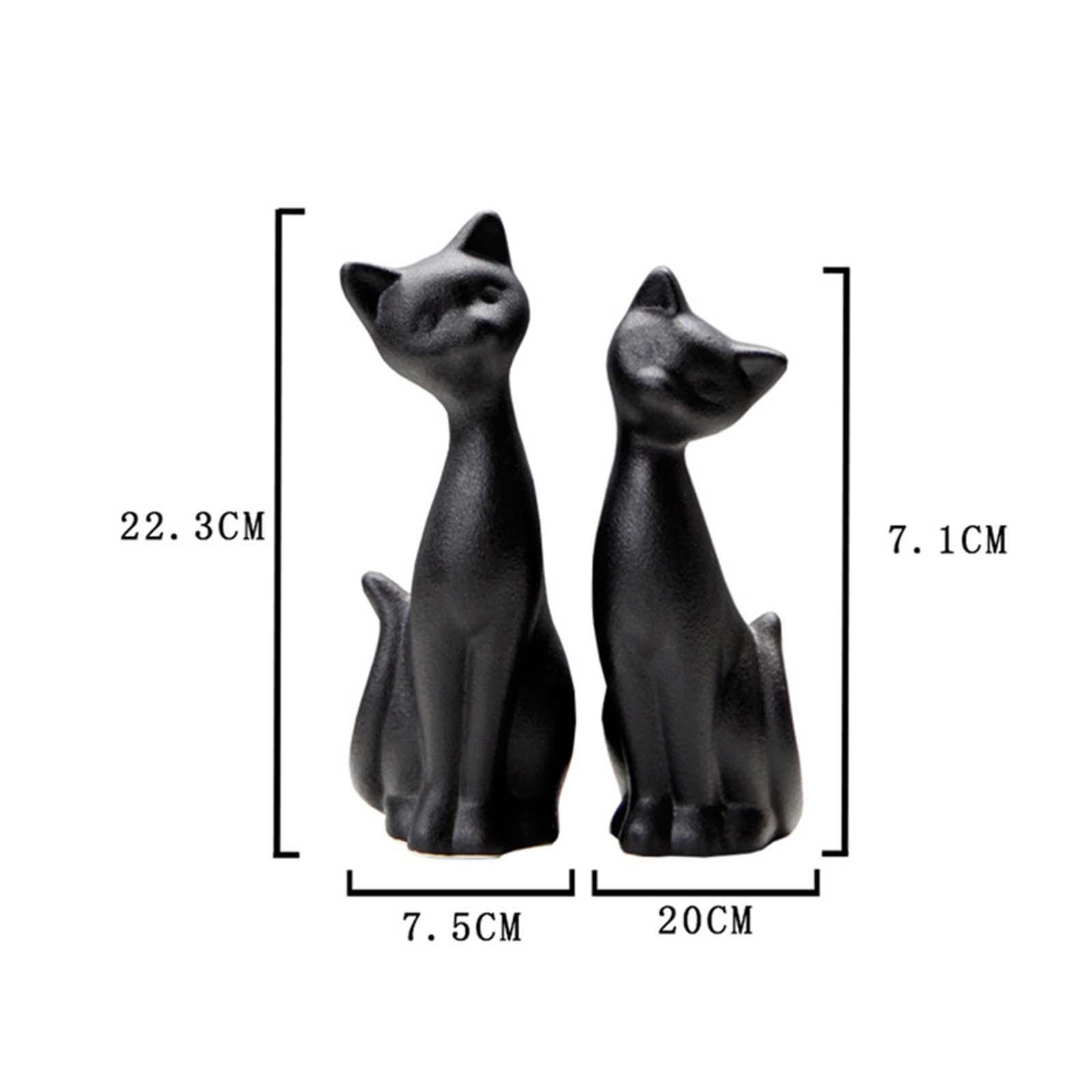 2pcs Modern Cat Statues Fireplace Kitten Figurines Bookshelf Home Decoration