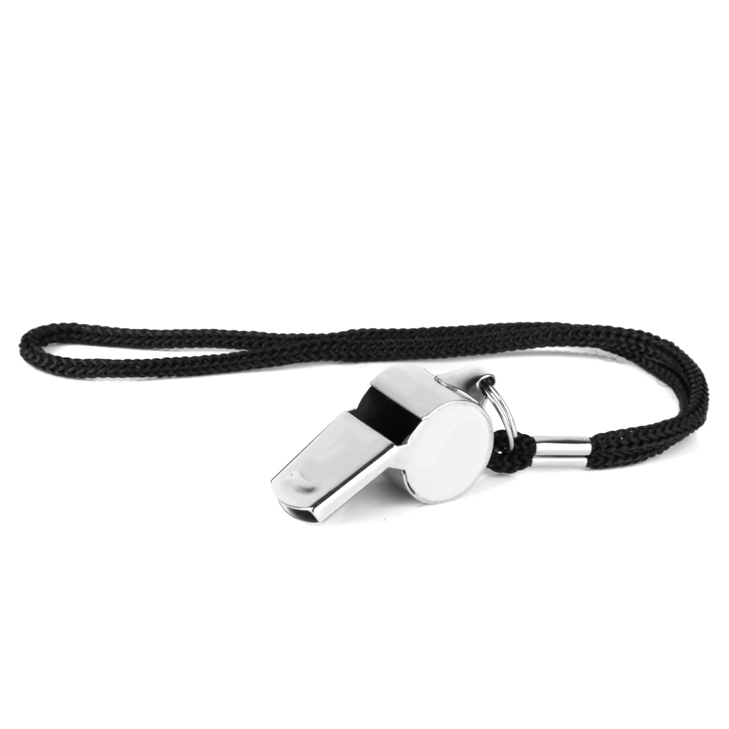 MagiDeal New Metal Referee Whistle and Lanyard for Football Soccer Basketball