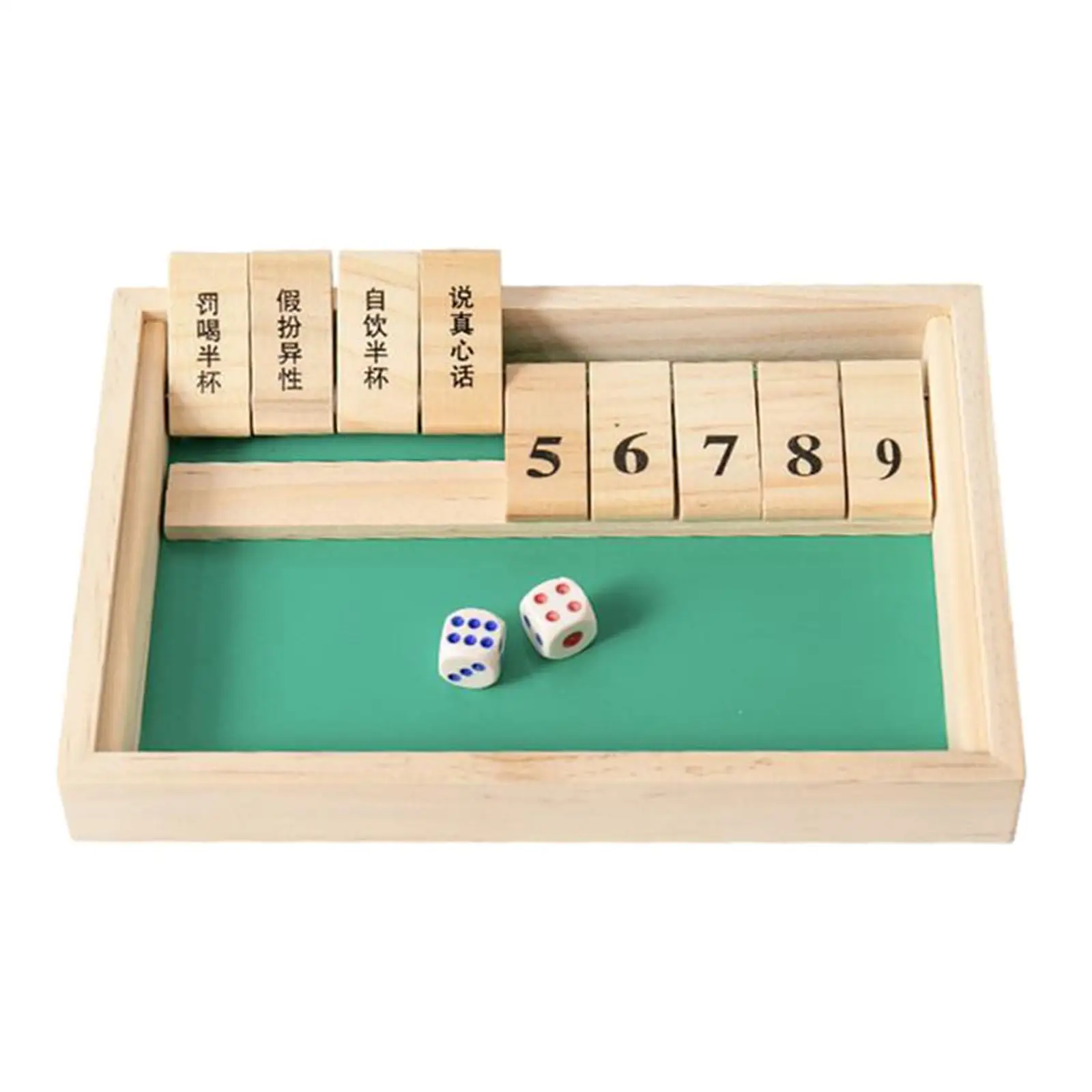Wooden Shut The Box 9 Numbers  for Kids Adults Party Drinking -2 Player