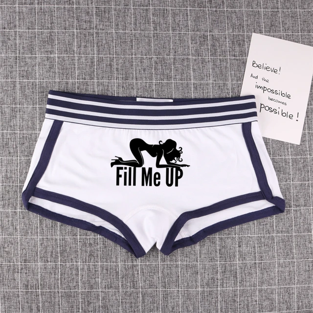 Fill Me Up Letter Sexy Print Women's Underwear Cotton Seamless Triangle  Sports Mid-waist Shorts Panties Simple And Breathable - Panties - AliExpress
