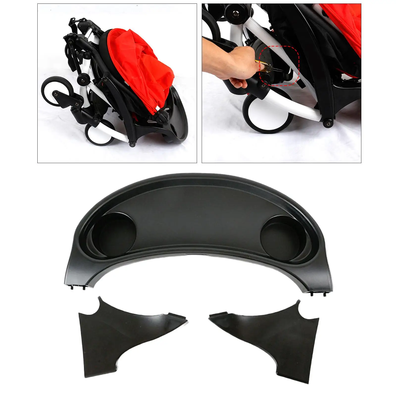 Stroller Tray Partition Storage Made of ABS Plastic Professional Easy to Install Child Tray Accessories Black for Yoyo+