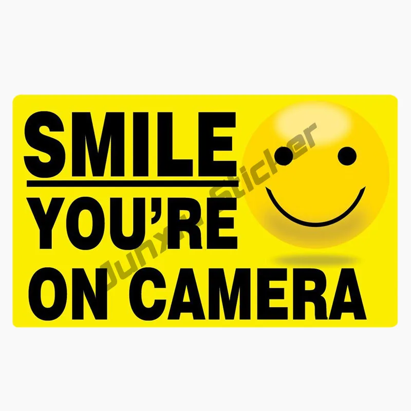Security Camera SMILE YOU'RE ON CAMERA x1 5x3 Warning Decal Sticker Vinyl 