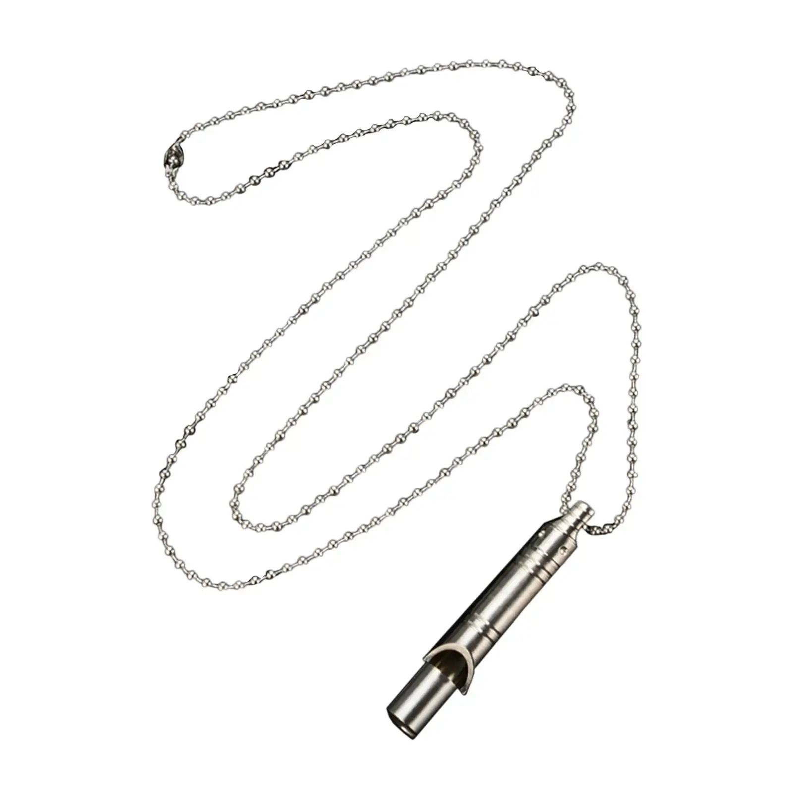 Survival Whistle Stainless Steel Chain Pet Training Outdoor Necklace Whistle for Outdoor Fishing Hiking Emergency Hunting