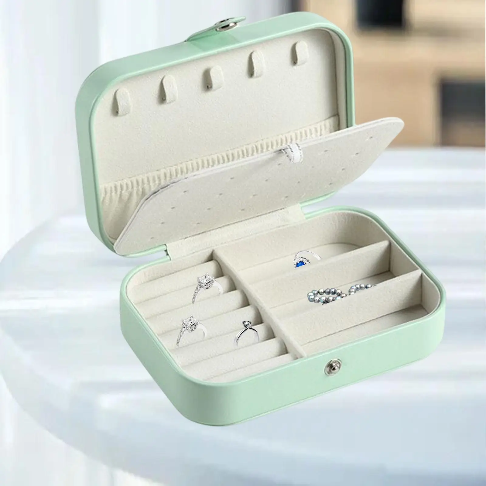 Travel Jewelry Box Dustproof 2 Layer Soft Velvet Lined Organizer for Necklaces Bracelets