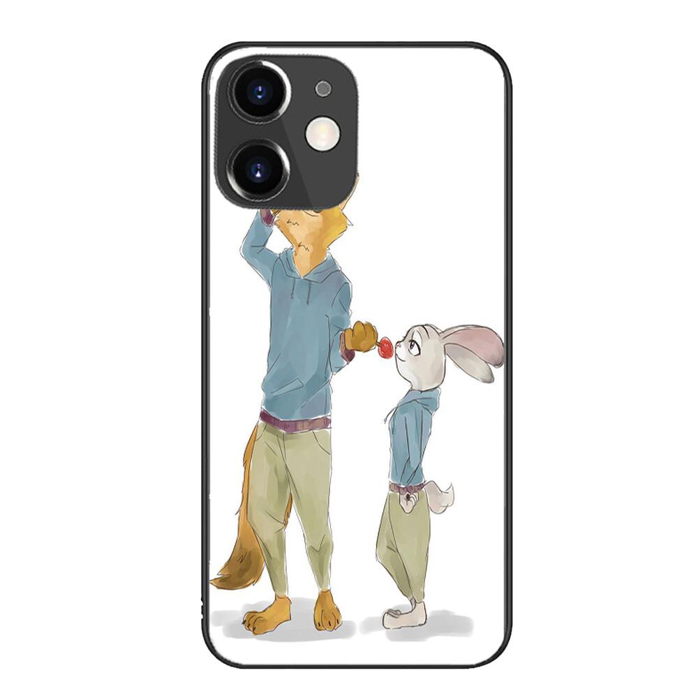 Zootopia cartoon Black mobile phone case For IPhone 13 12 11 Pro Max Mini SE XR X XS  Max 8Plus 7plus 6 6S  New Shell phone Case cute iphone xr cases