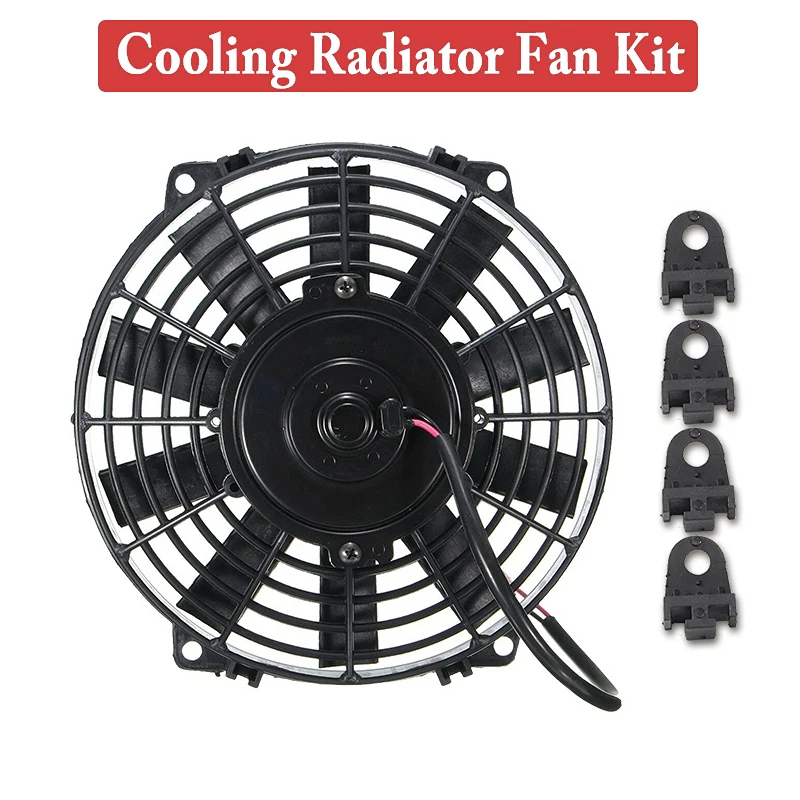2X 9" Inch 12V Slim Rradiator Fan Push/Pull Thin Electric Power Cooling Black 