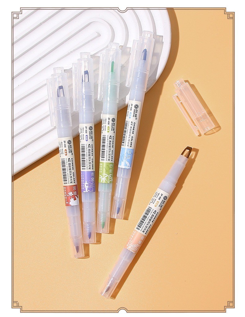 ZhiPai 5 Stück/Set Textmarker mit doppelter Spitze, Kawaii, farbige Manga-Marker, Pastellfarben, Scrapbooking, japanisches Schreibwaren-Schulmaterial – Detail 13