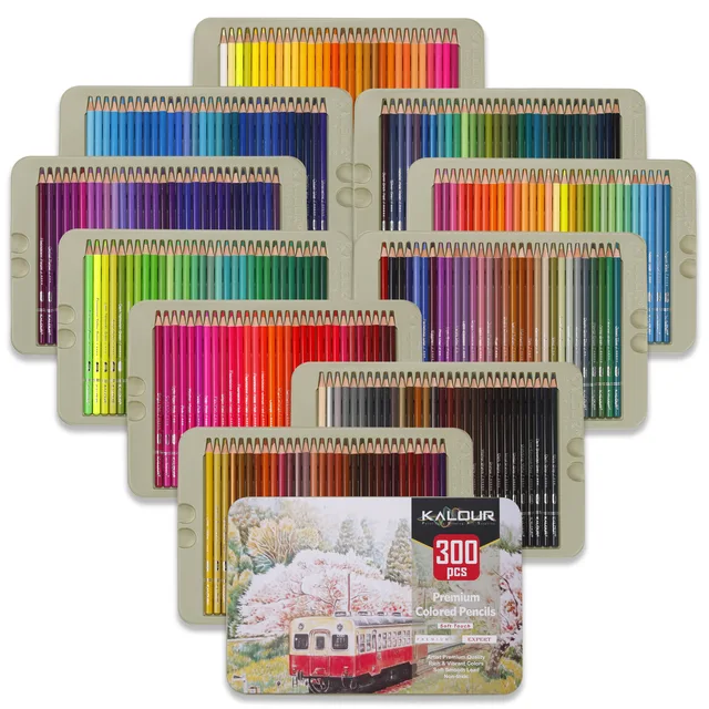 KALOUR Set of 300 colored pencils - swatching and first impression