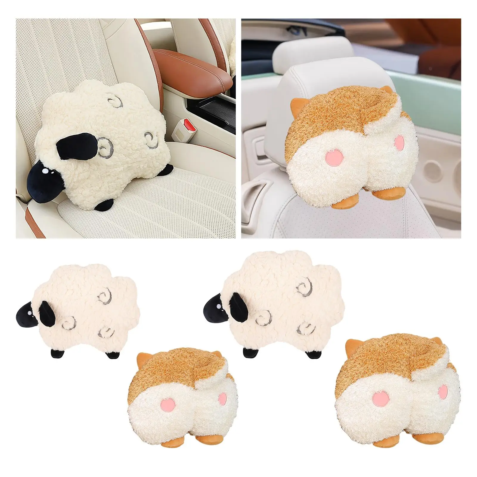 Car Pillow Fittings Plush Car Seat Pillow for Travelling Driving Office