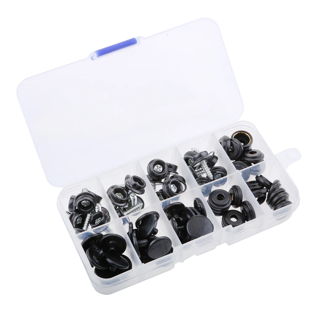 75 Pieces Stainless Steel Boat Marine Cover Fastener Snap 12mm Screw Socket Kit